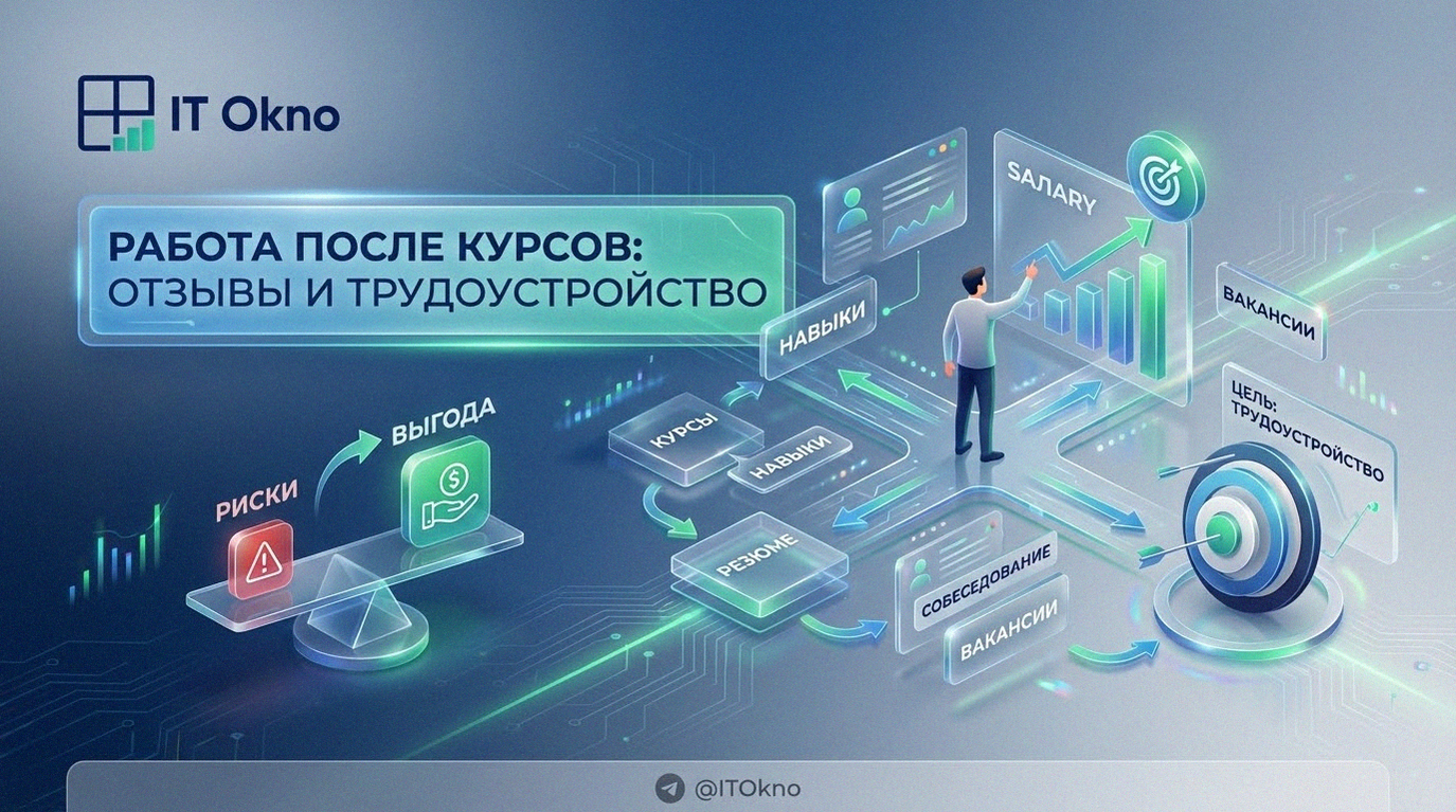 Счастливые выпускники курсов на новом рабочем месте в офисе