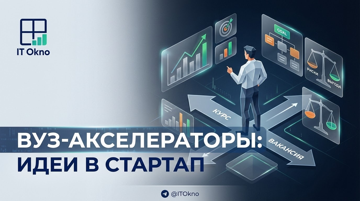 Студенческая команда обсуждает IT-проект с ментором в университетском акселераторе