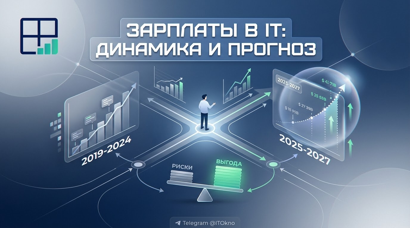 График изменения зарплат в IT сфере за 5 лет и прогноз на 3 года